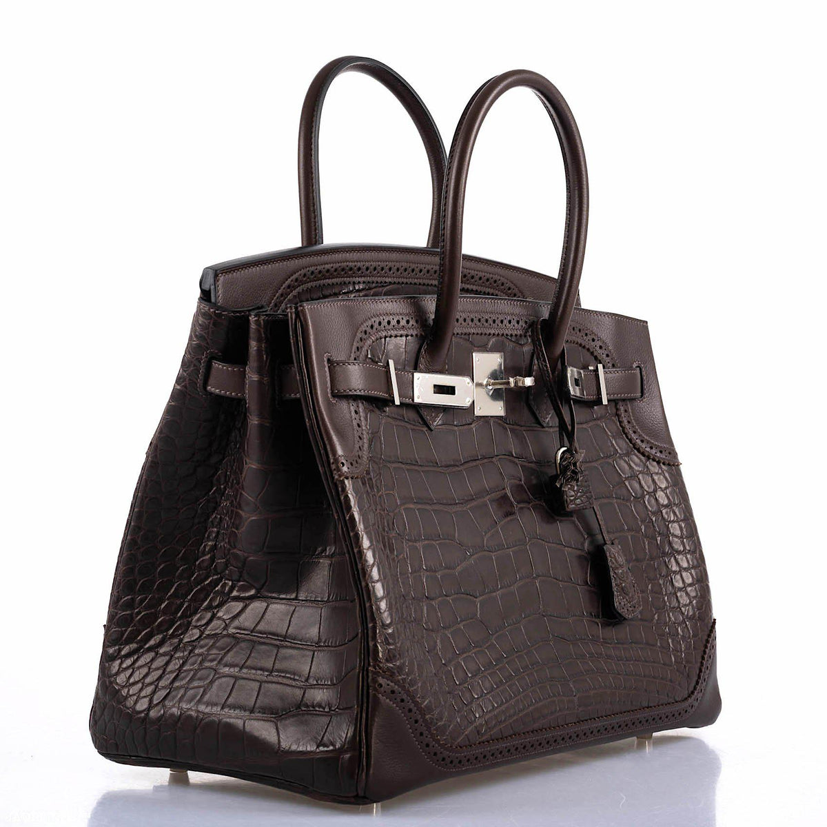 Hermes Ghillies Birkin 35 Matte Ebene Alligator & Swift with Palladium Hardware