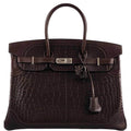 Hermes Ghillies Birkin 35 Matte Ebene Alligator & Swift with Palladium Hardware
