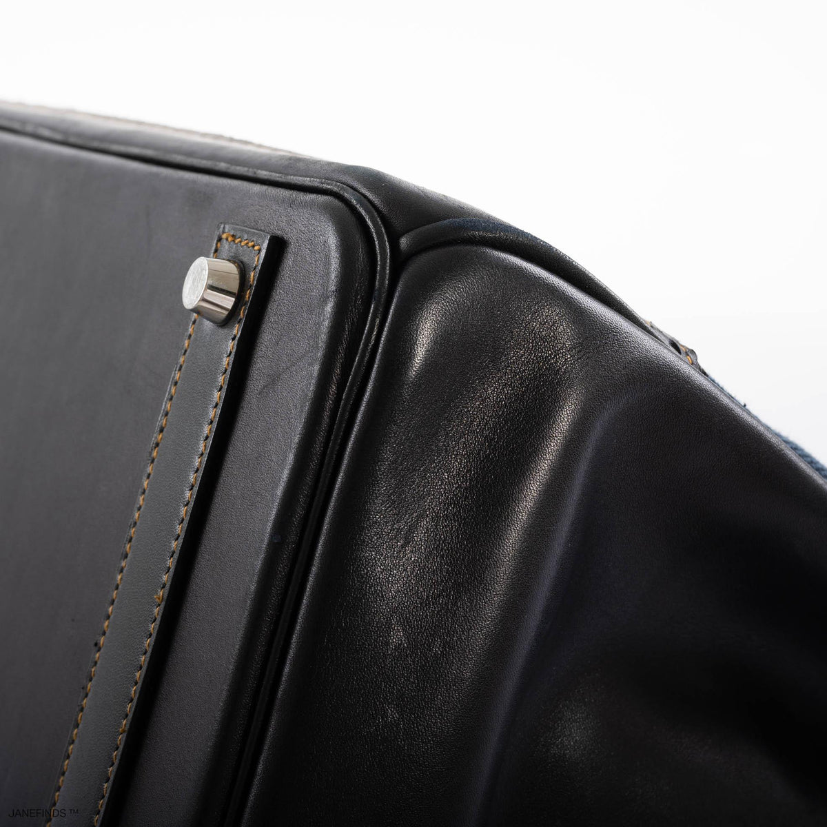 Hermes Ghillies Birkin 40 Indigo Denim & Black Evercalf with Brushed Palladium Hardware