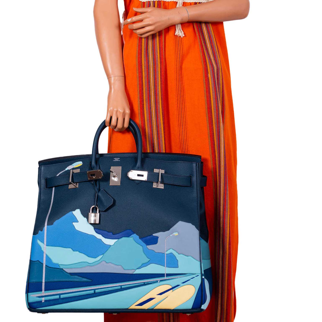 Hermes HAC Birkin 50 "Endless Road" Limited, Bleu de Prusse Togo Palladium Hardware