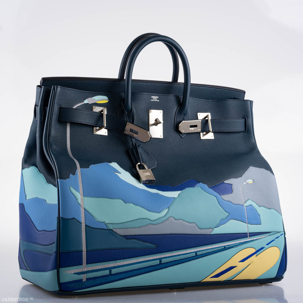 Hermes HAC Birkin 50 "Endless Road" Limited, Bleu de Prusse Togo Palladium Hardware