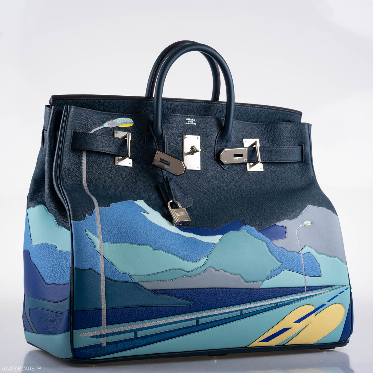Hermes HAC Birkin 50 "Endless Road" Limited, Bleu de Prusse Togo Palladium Hardware