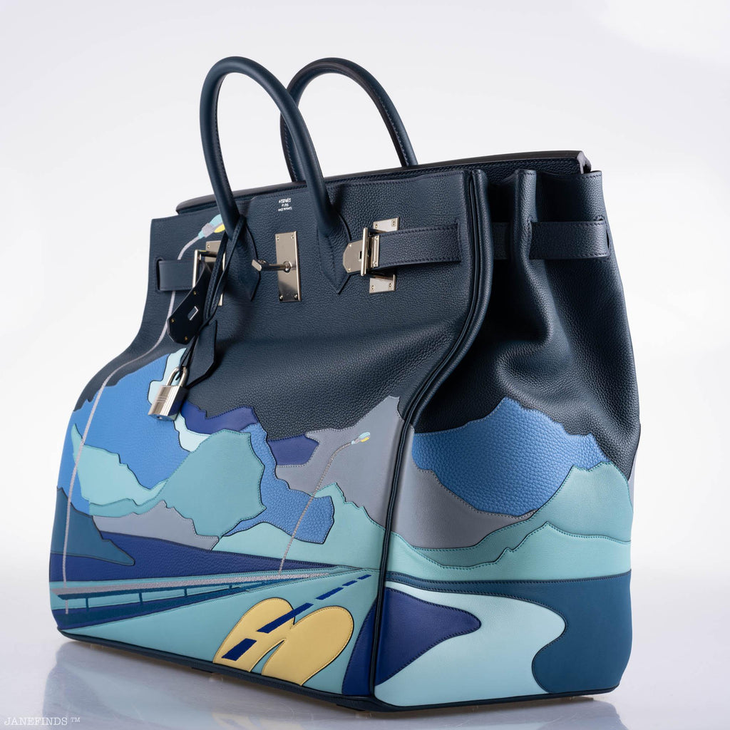 Hermes HAC Birkin 50 "Endless Road" Limited, Bleu de Prusse Togo Palladium Hardware