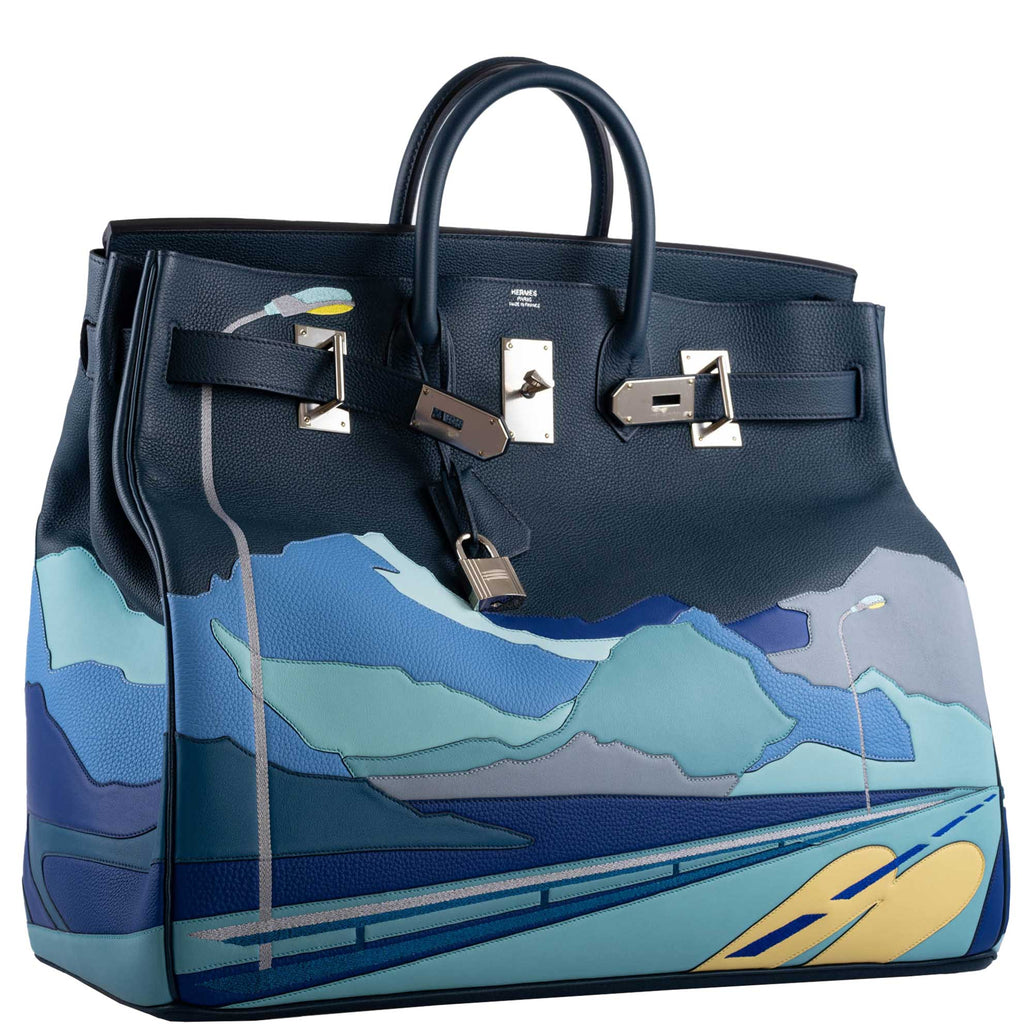 Hermes HAC Birkin 50 "Endless Road" Limited, Bleu de Prusse Togo Palladium Hardware