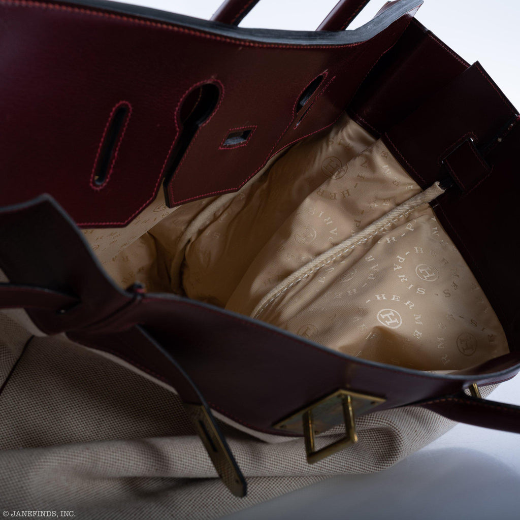 Hermes HAC Birkin 55 Toile & Rouge H Box with Gold Hardware