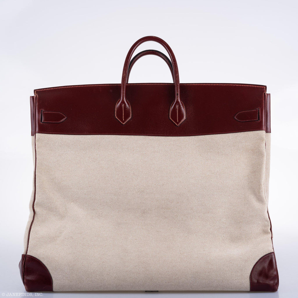 Hermes HAC Birkin 55 Toile & Rouge H Box with Gold Hardware