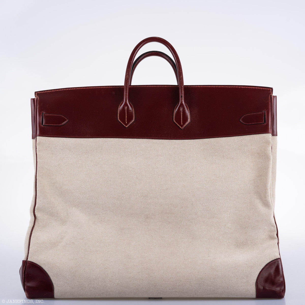 Hermes HAC Birkin 55 Toile & Rouge H Box with Gold Hardware