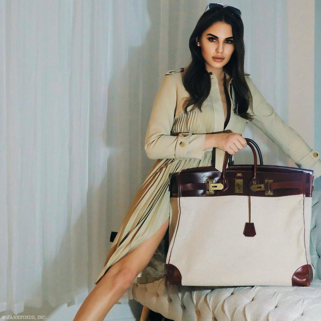 Hermes HAC Birkin 55 Toile & Rouge H Box with Gold Hardware