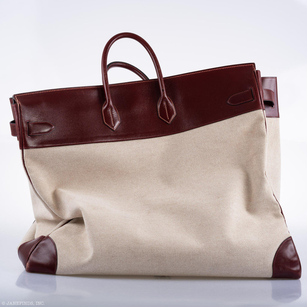 Hermes HAC Birkin 55 Toile & Rouge H Box with Gold Hardware