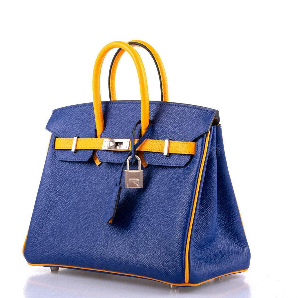 Hermes HSS Birkin 25 Jaune D’Or & Blue Electric Epsom Brushed Palladium Hardware