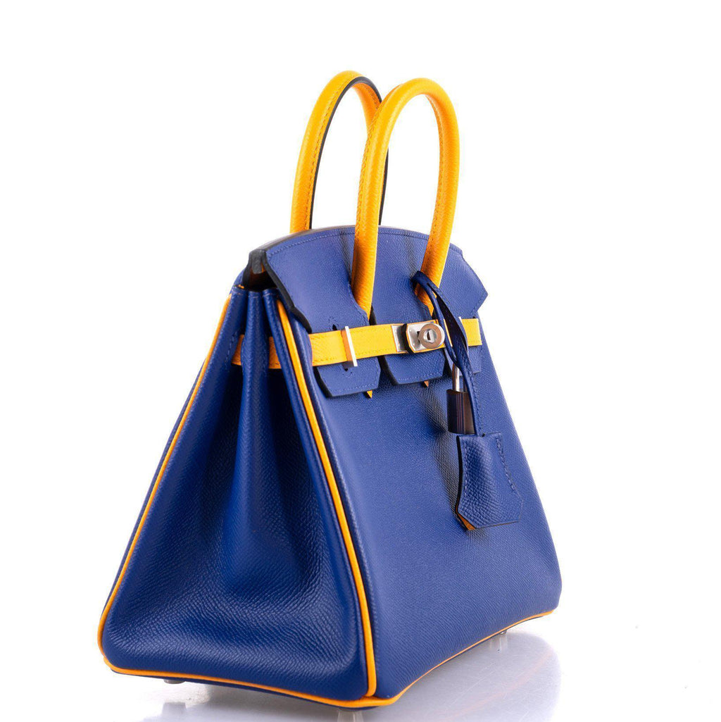 Hermes HSS Birkin 25 Jaune D’Or & Blue Electric Epsom Brushed Palladium Hardware