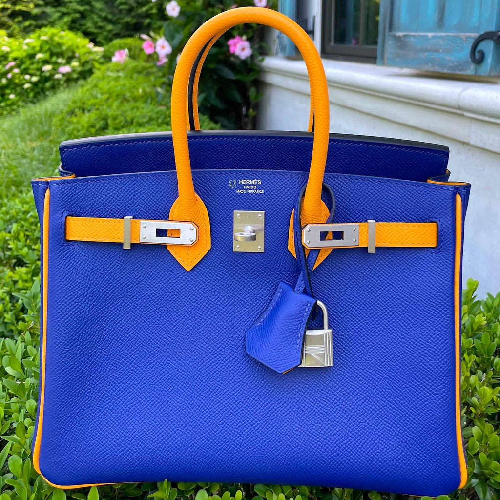 Hermes HSS Birkin 25 Jaune D’Or & Blue Electric Epsom Brushed Palladium Hardware