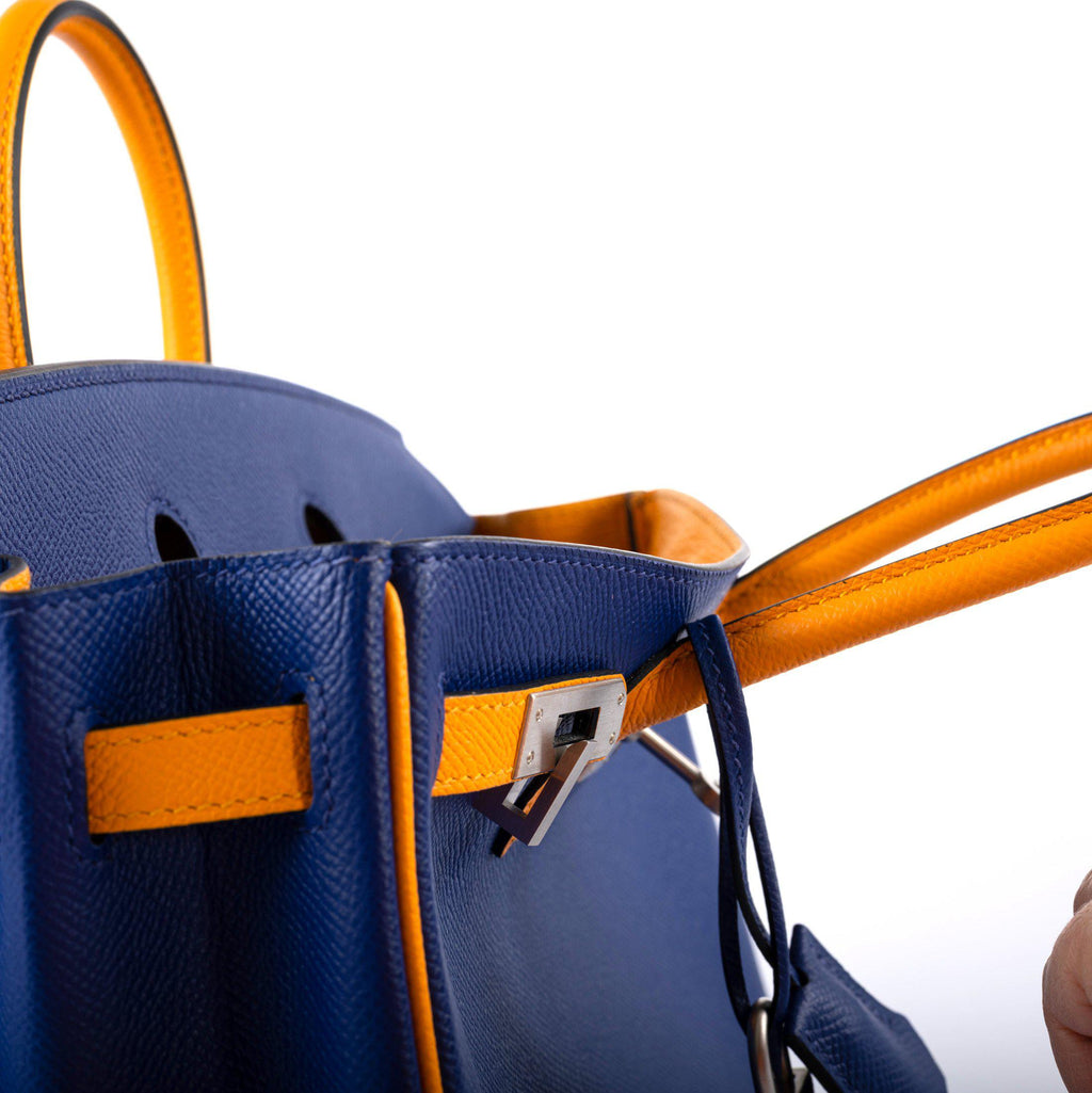 Hermes HSS Birkin 25 Jaune D’Or & Blue Electric Epsom Brushed Palladium Hardware