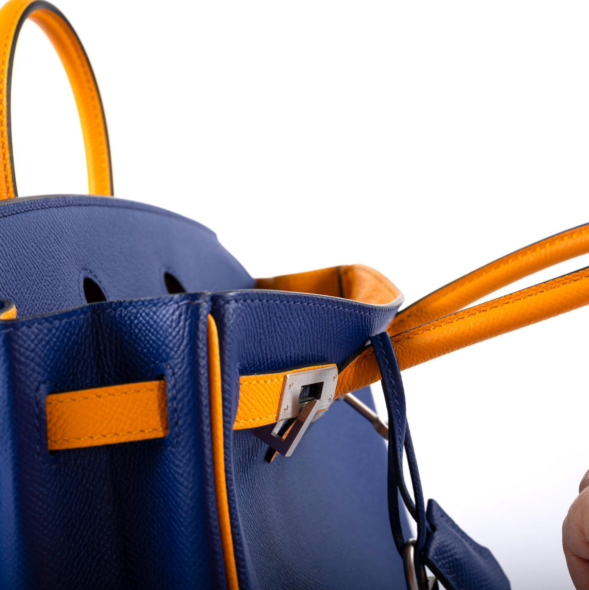 Hermes HSS Birkin 25 Jaune D’Or & Blue Electric Epsom Brushed Palladium Hardware