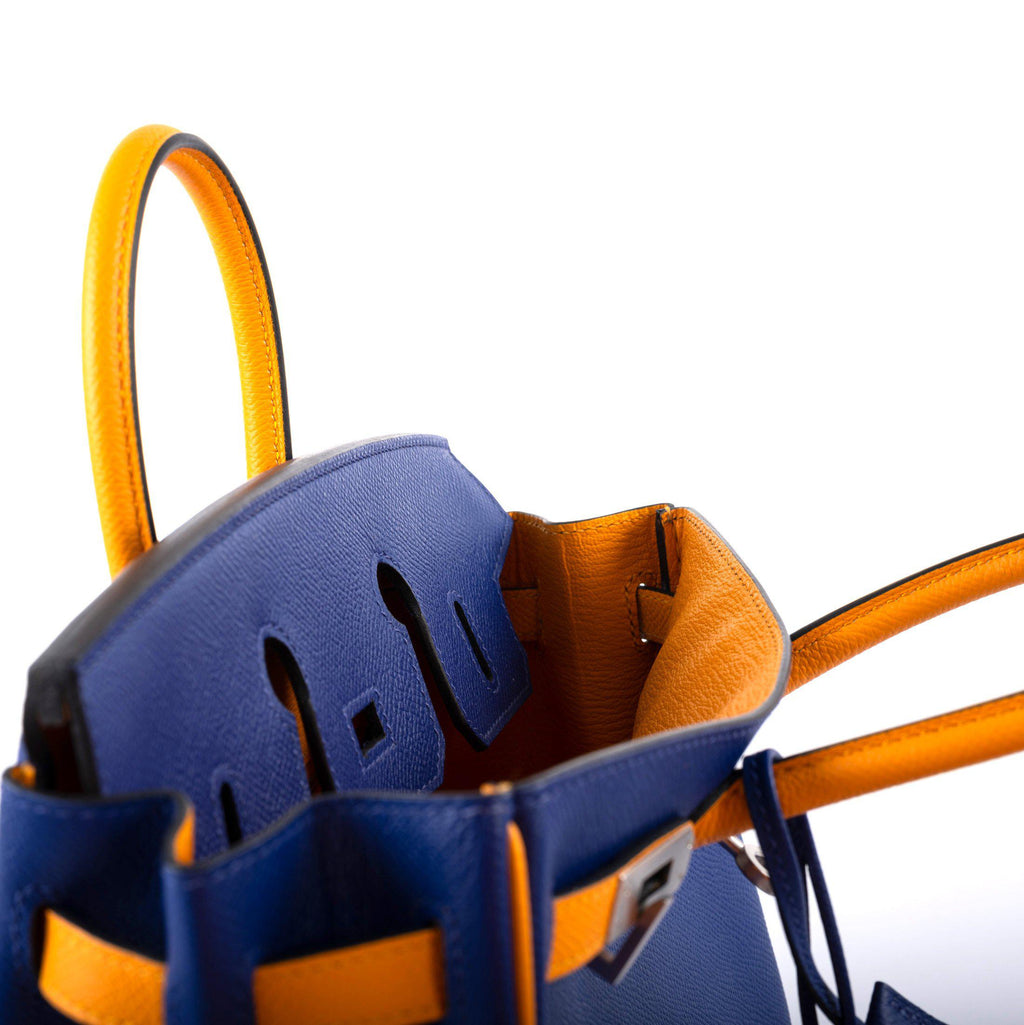 Hermes HSS Birkin 25 Jaune D’Or & Blue Electric Epsom Brushed Palladium Hardware