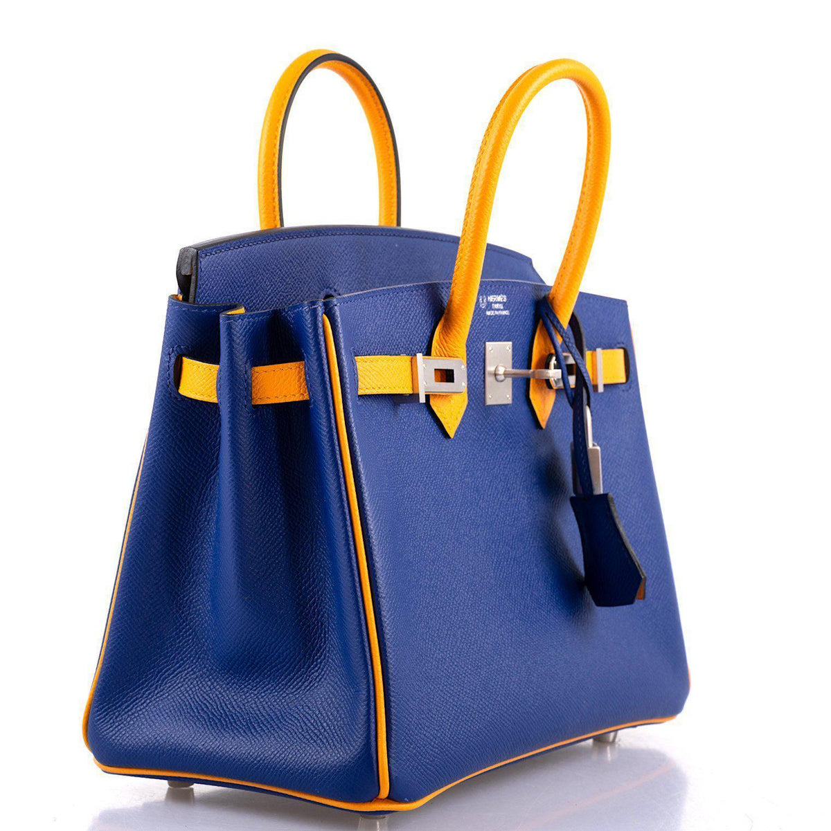 Hermes HSS Birkin 25 Jaune D’Or & Blue Electric Epsom Brushed Palladium Hardware