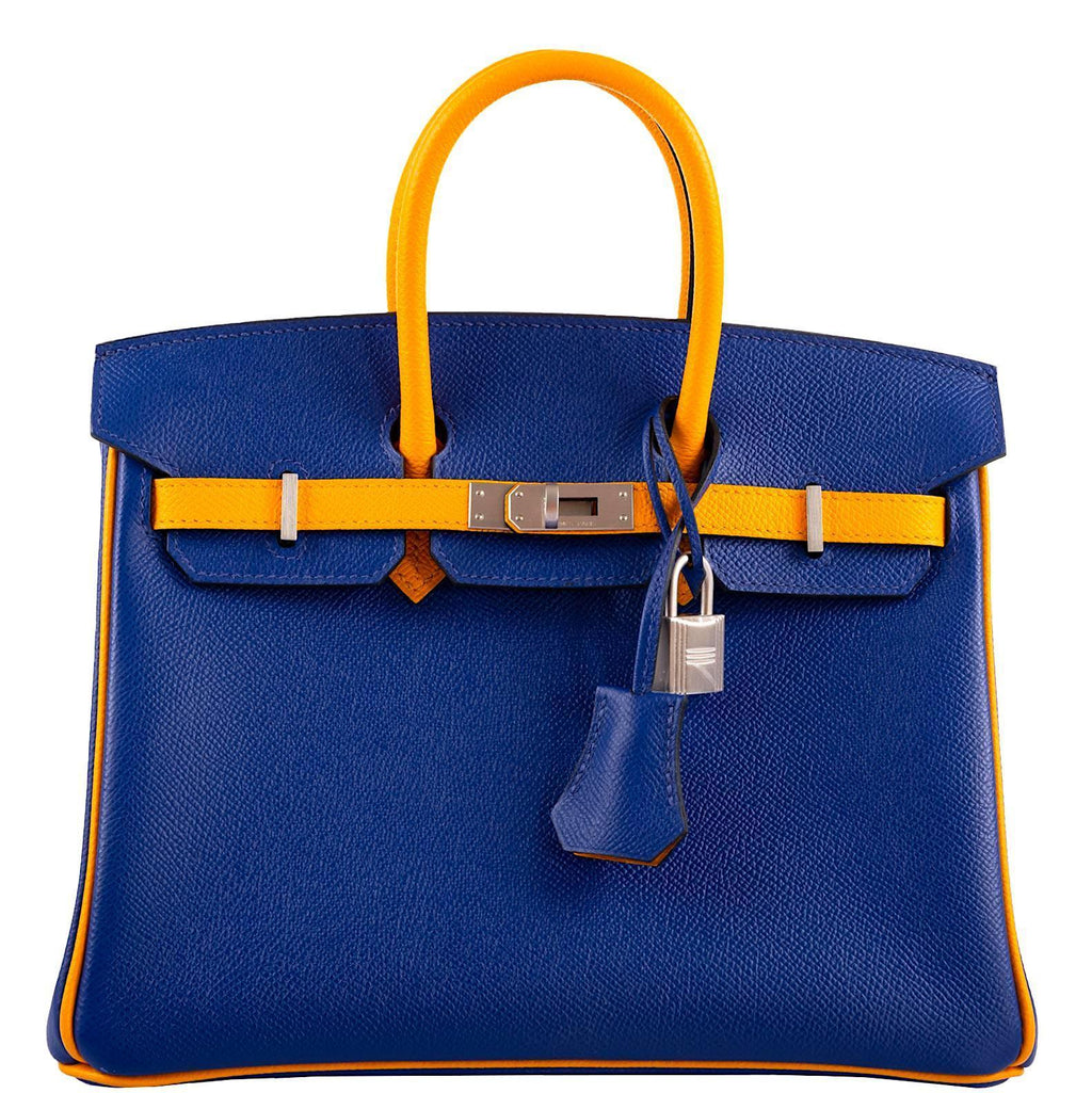 Hermes HSS Birkin 25 Jaune D’Or & Blue Electric Epsom Brushed Palladium Hardware