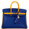 Hermes HSS Birkin 25 Jaune D’Or & Blue Electric Epsom Brushed Palladium Hardware
