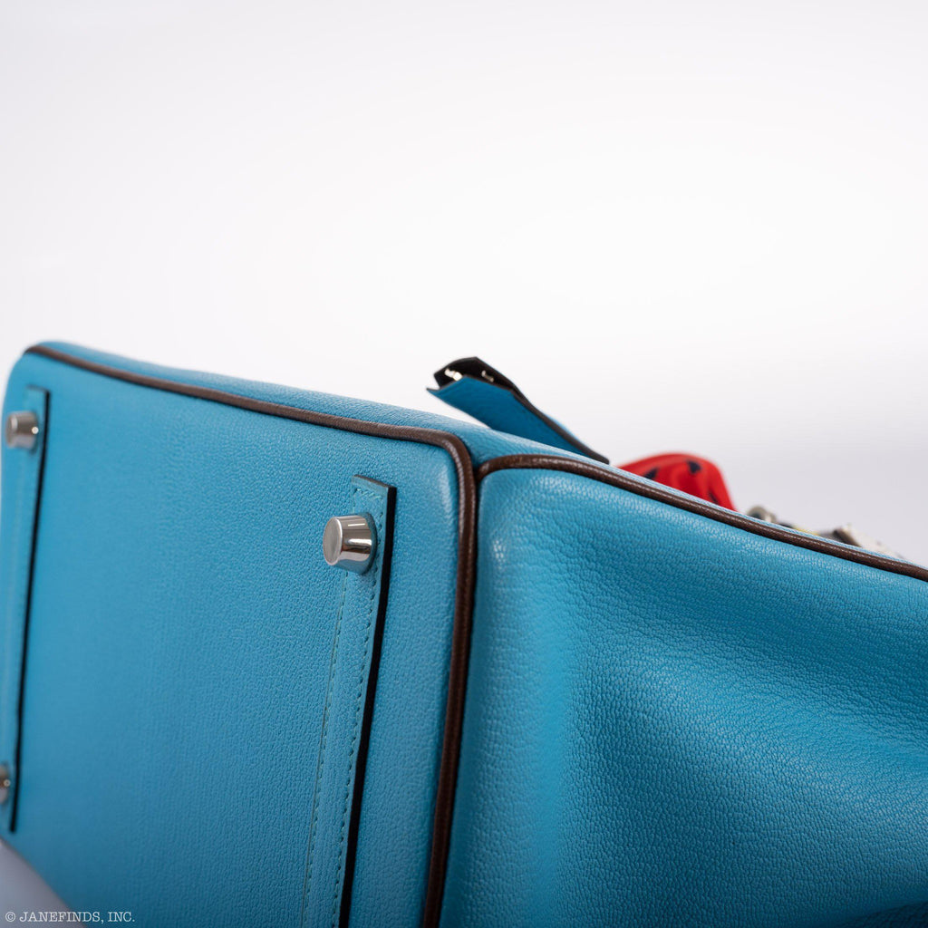Hermes HSS Birkin 30 Blue Aztec & Havane Chevre with Palladium Hardware