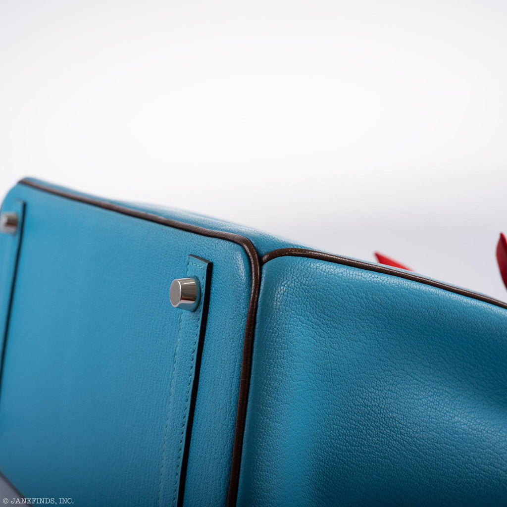 Hermes HSS Birkin 30 Blue Aztec & Havane Chevre with Palladium Hardware
