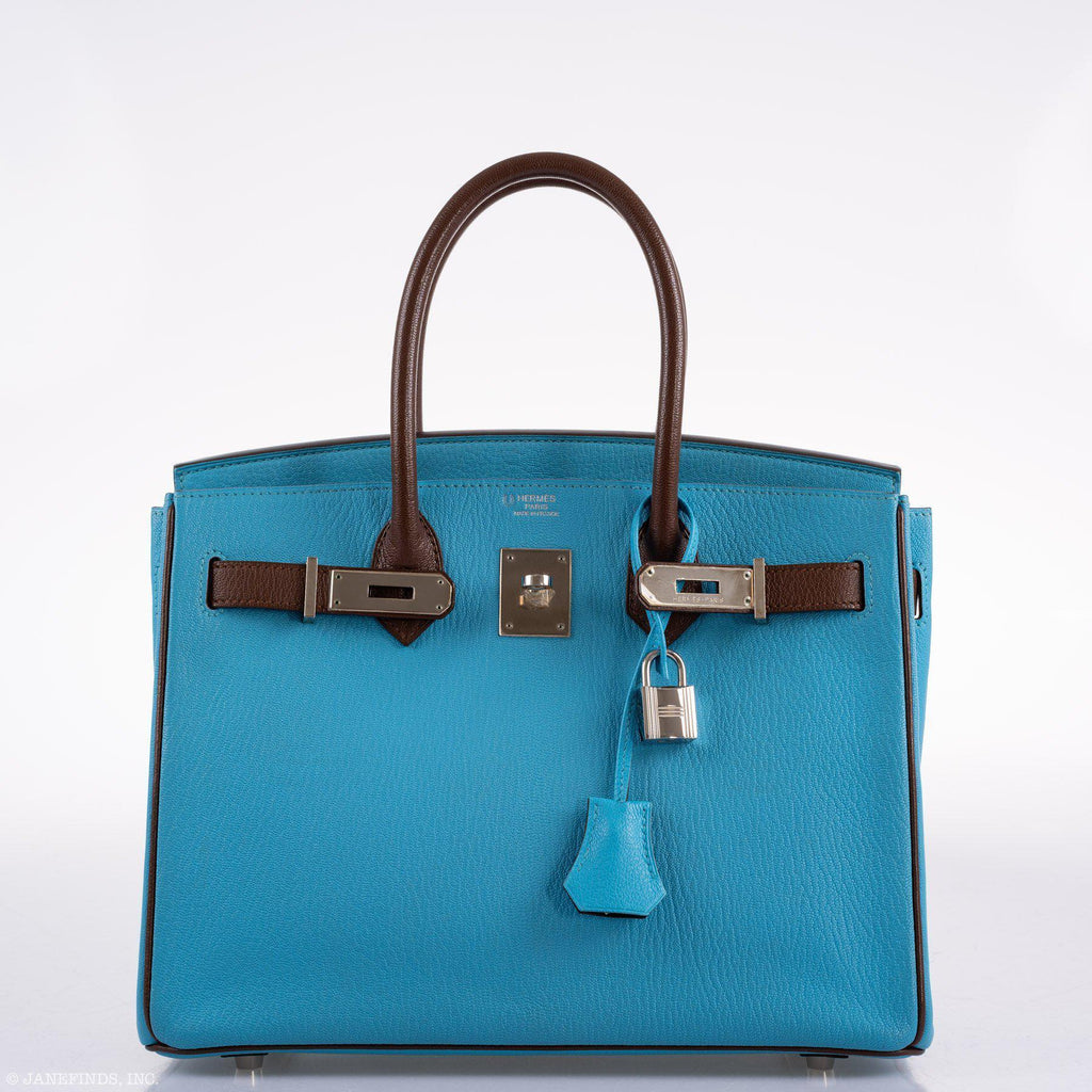 Hermes HSS Birkin 30 Blue Aztec & Havane Chevre with Palladium Hardware