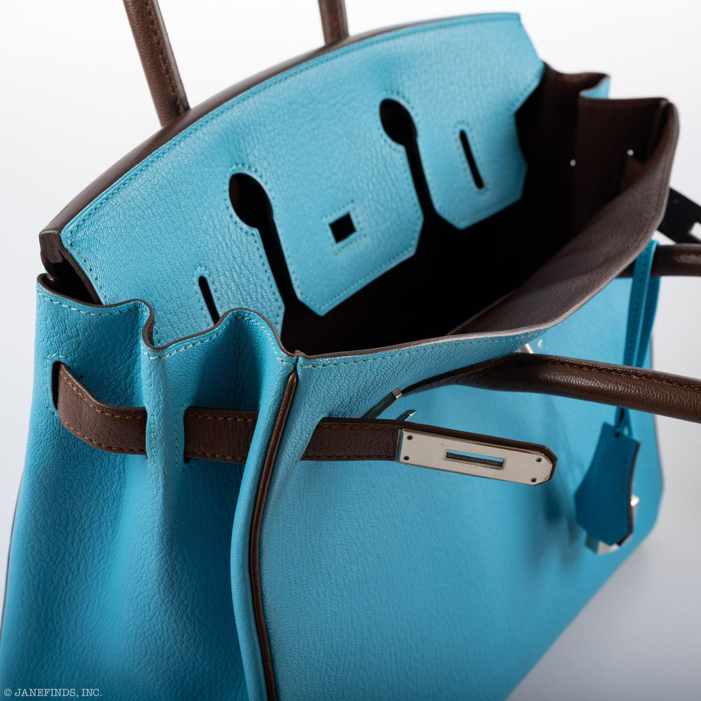 Hermes HSS Birkin 30 Blue Aztec & Havane Chevre with Palladium Hardware