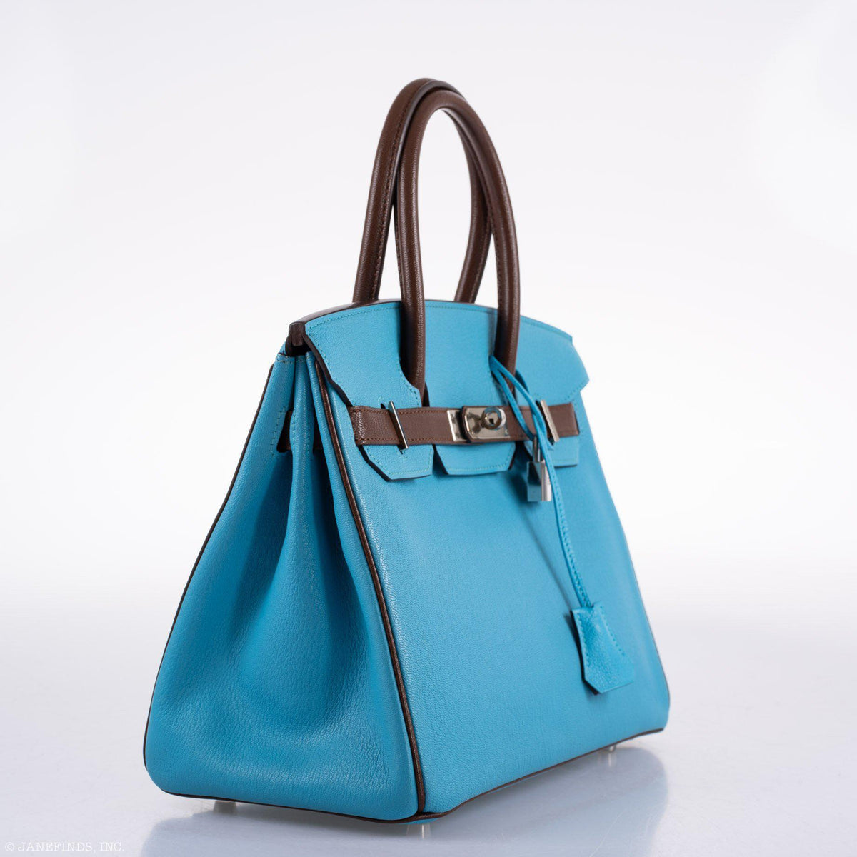 Hermes HSS Birkin 30 Blue Aztec & Havane Chevre with Palladium Hardware