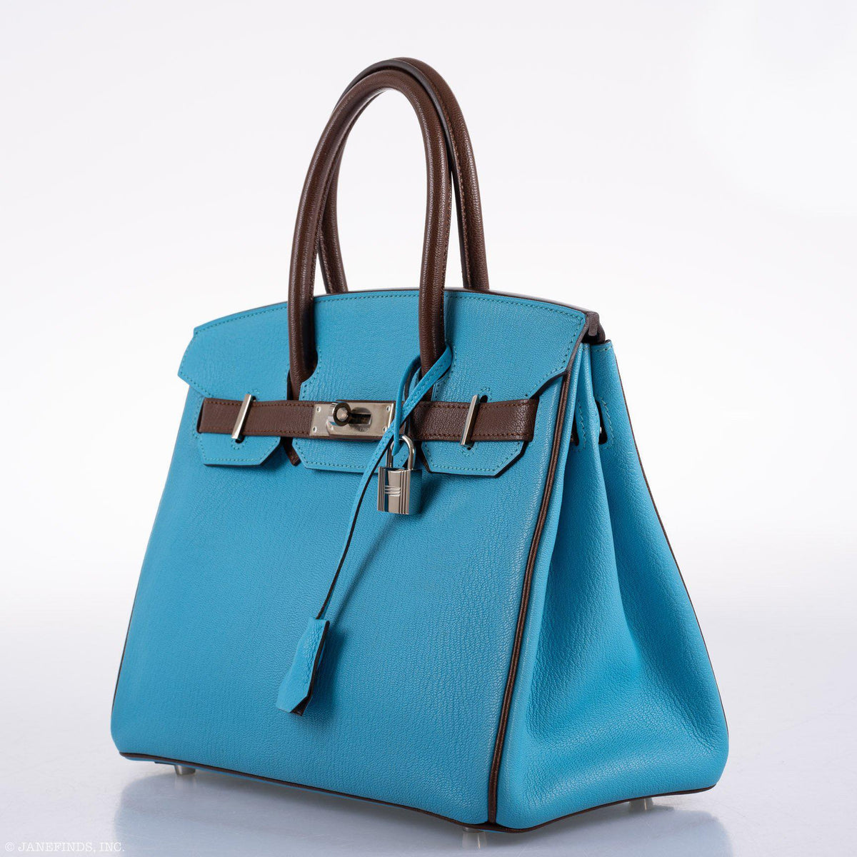 Hermes HSS Birkin 30 Blue Aztec & Havane Chevre with Palladium Hardware