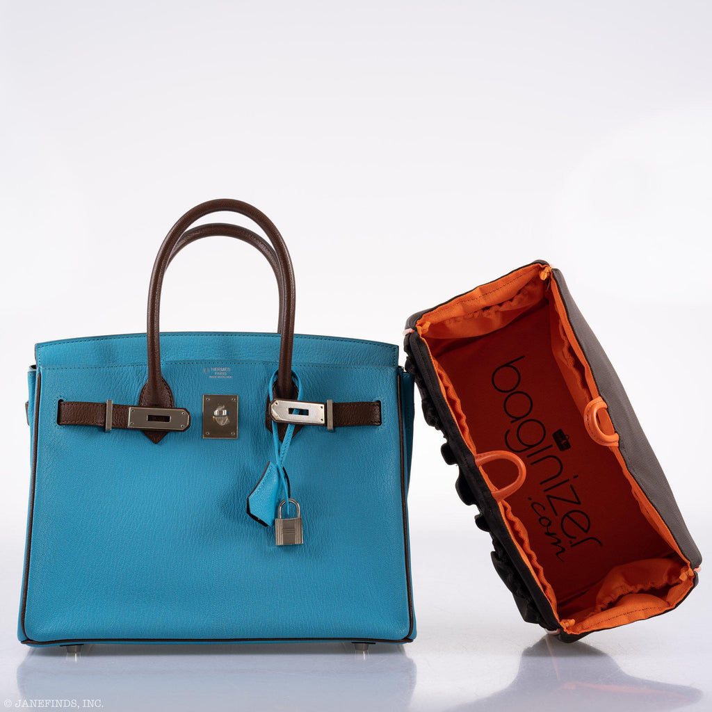 Hermes HSS Birkin 30 Blue Aztec & Havane Chevre with Palladium Hardware