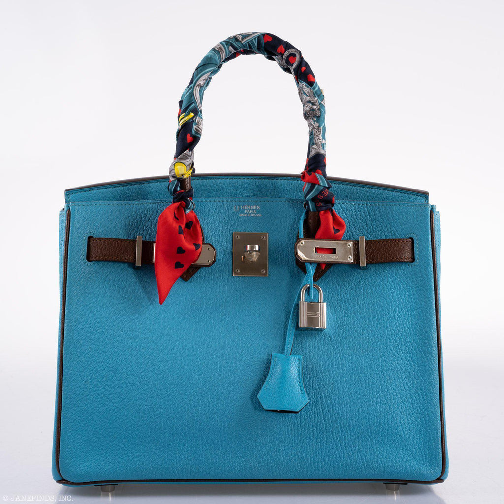 Hermes HSS Birkin 30 Blue Aztec & Havane Chevre with Palladium Hardware