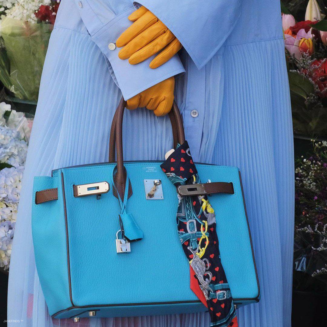 Hermes HSS Birkin 30 Blue Aztec & Havane Chevre with Palladium Hardware