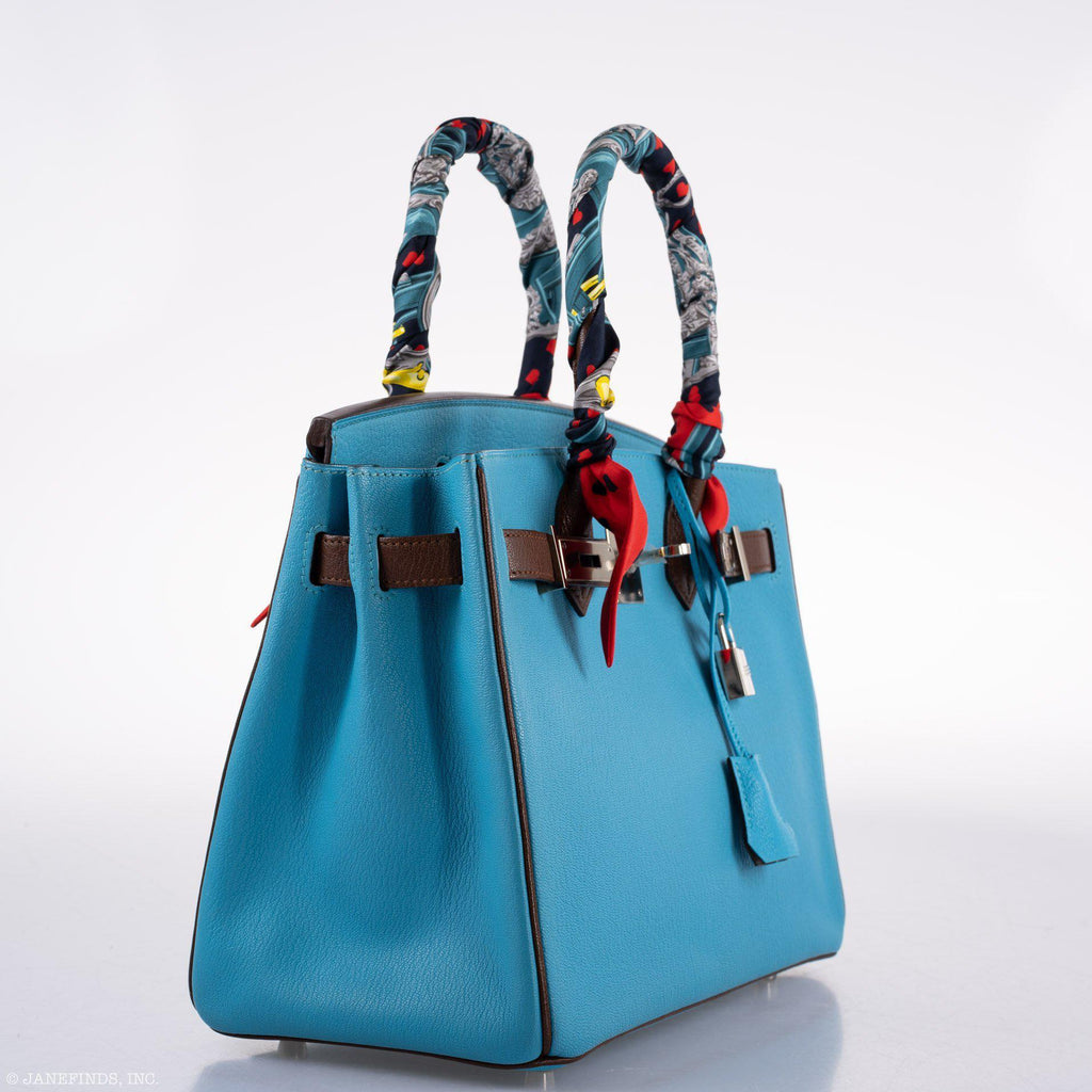 Hermes HSS Birkin 30 Blue Aztec & Havane Chevre with Palladium Hardware