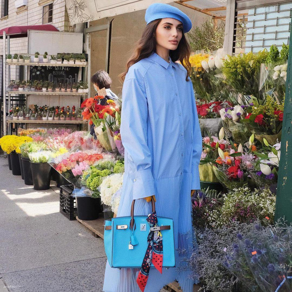 Hermes HSS Birkin 30 Blue Aztec & Havane Chevre with Palladium Hardware