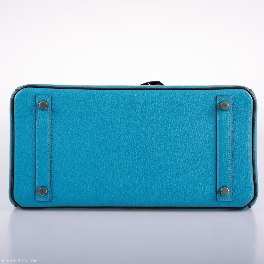 Hermes HSS Birkin 30 Blue Aztec & Havane Chevre with Palladium Hardware