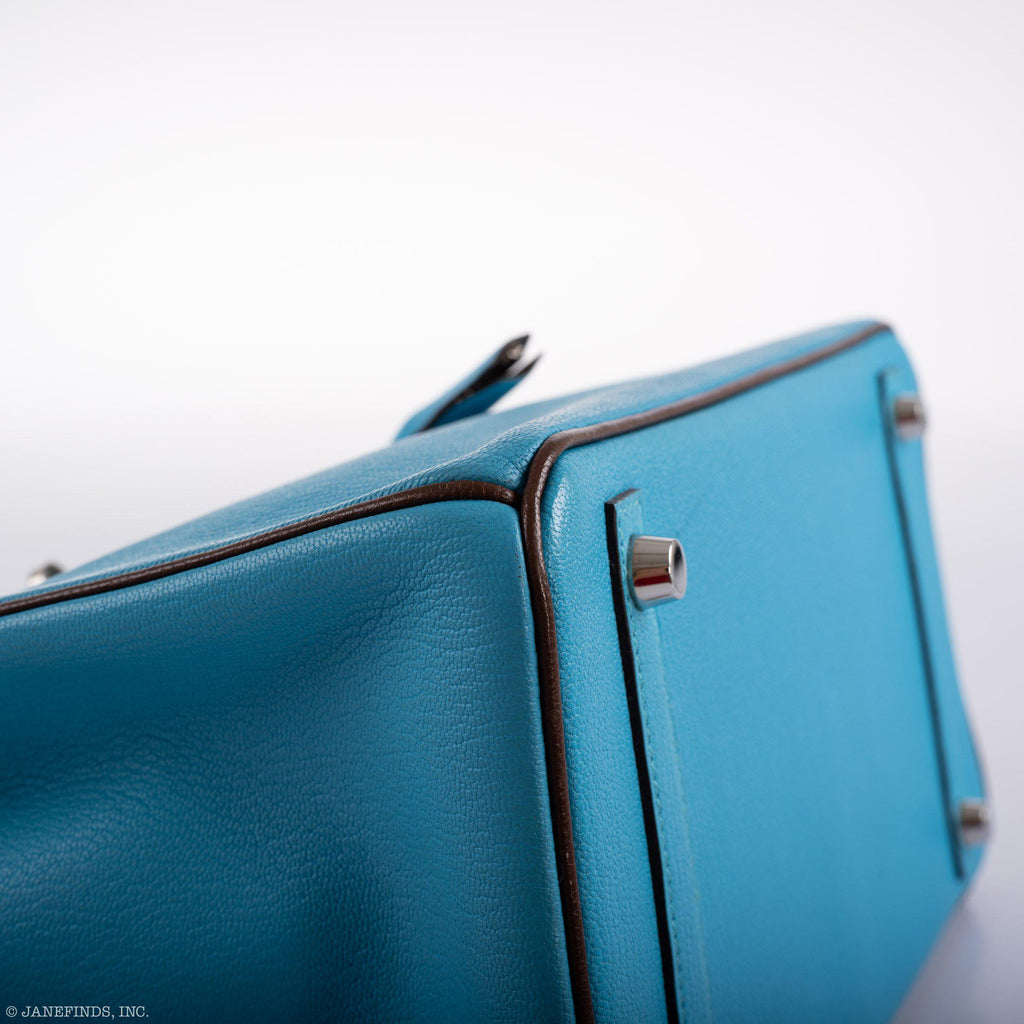 Hermes HSS Birkin 30 Blue Aztec & Havane Chevre with Palladium Hardware