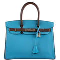 Hermes HSS Birkin 30 Blue Aztec & Havane Chevre with Palladium Hardware