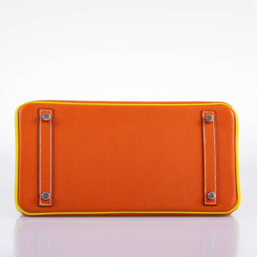 Hermes HSS Birkin 30 Feu & Lime Epsom with Brushed Palladium Hardware