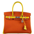 Hermes HSS Birkin 30 Feu & Lime Epsom with Brushed Palladium Hardware