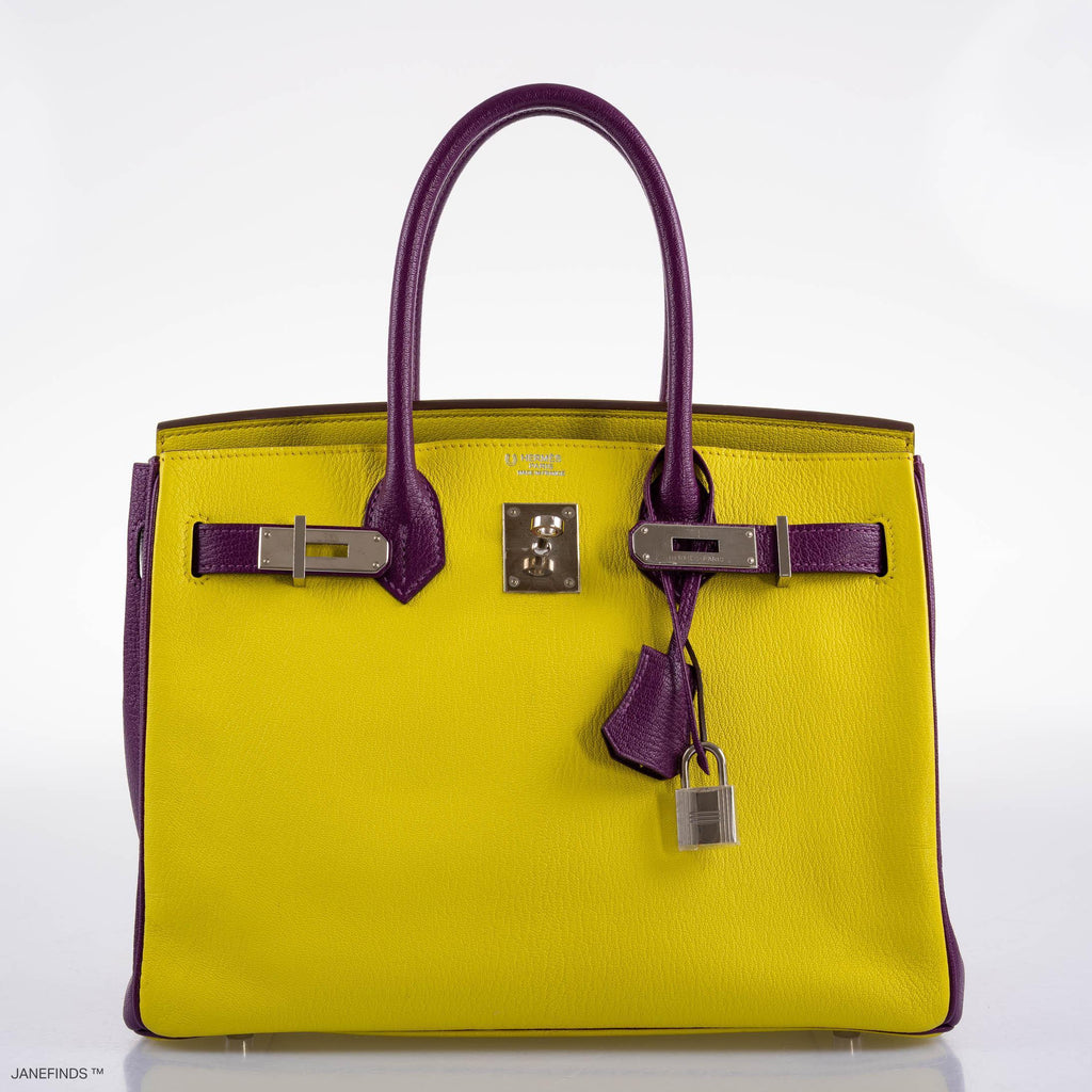 Hermes HSS Birkin 30 Lime & Anemone Chevre leather Gold Hardware