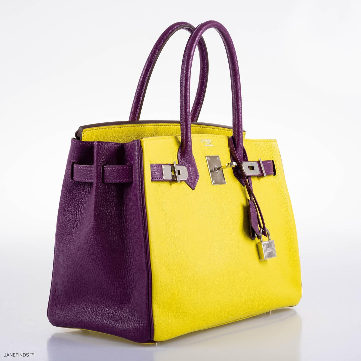 Hermes HSS Birkin 30 Lime & Anemone Chevre leather Gold Hardware