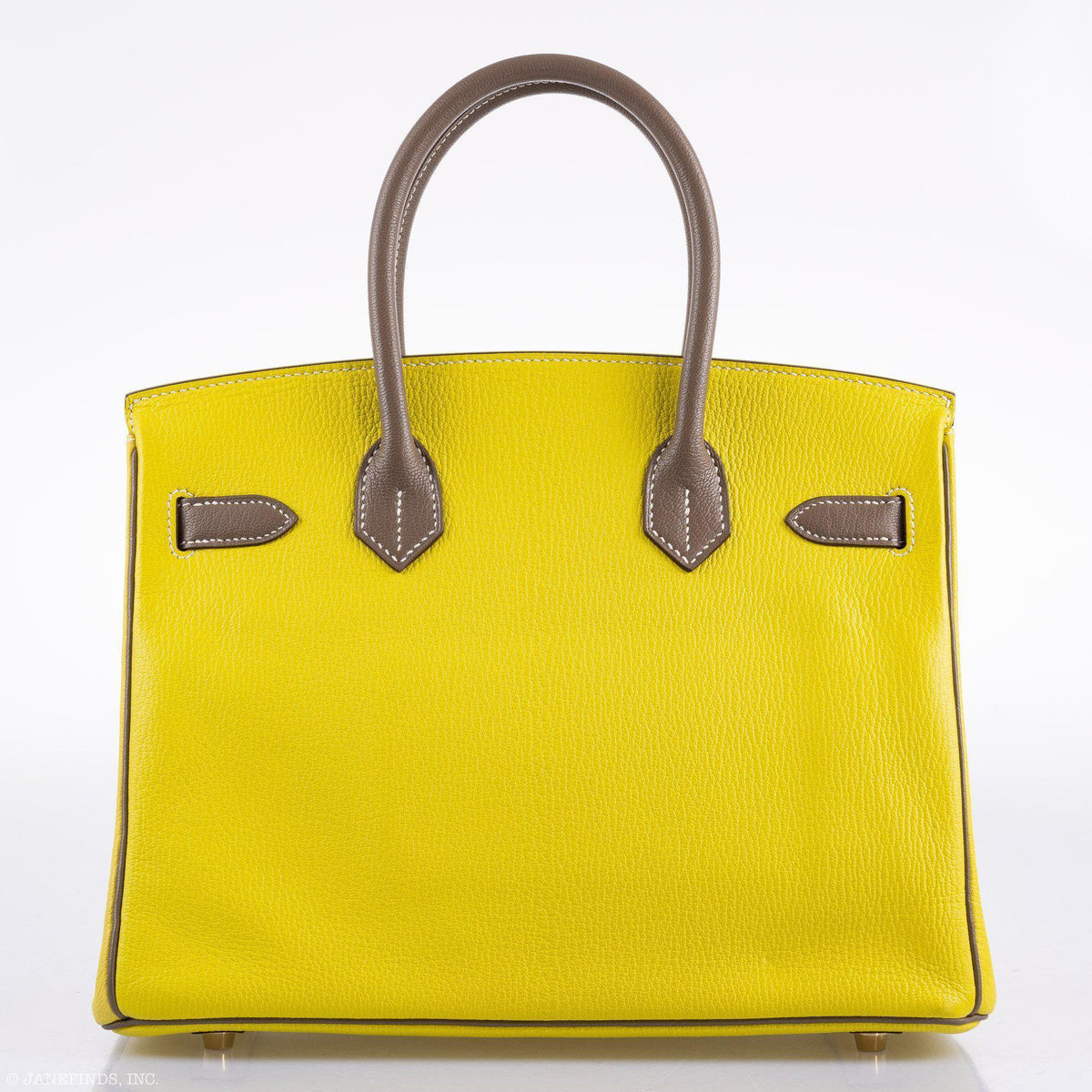 Hermes HSS Birkin 30 Lime & Etoupe Chevre with Gold Hardware