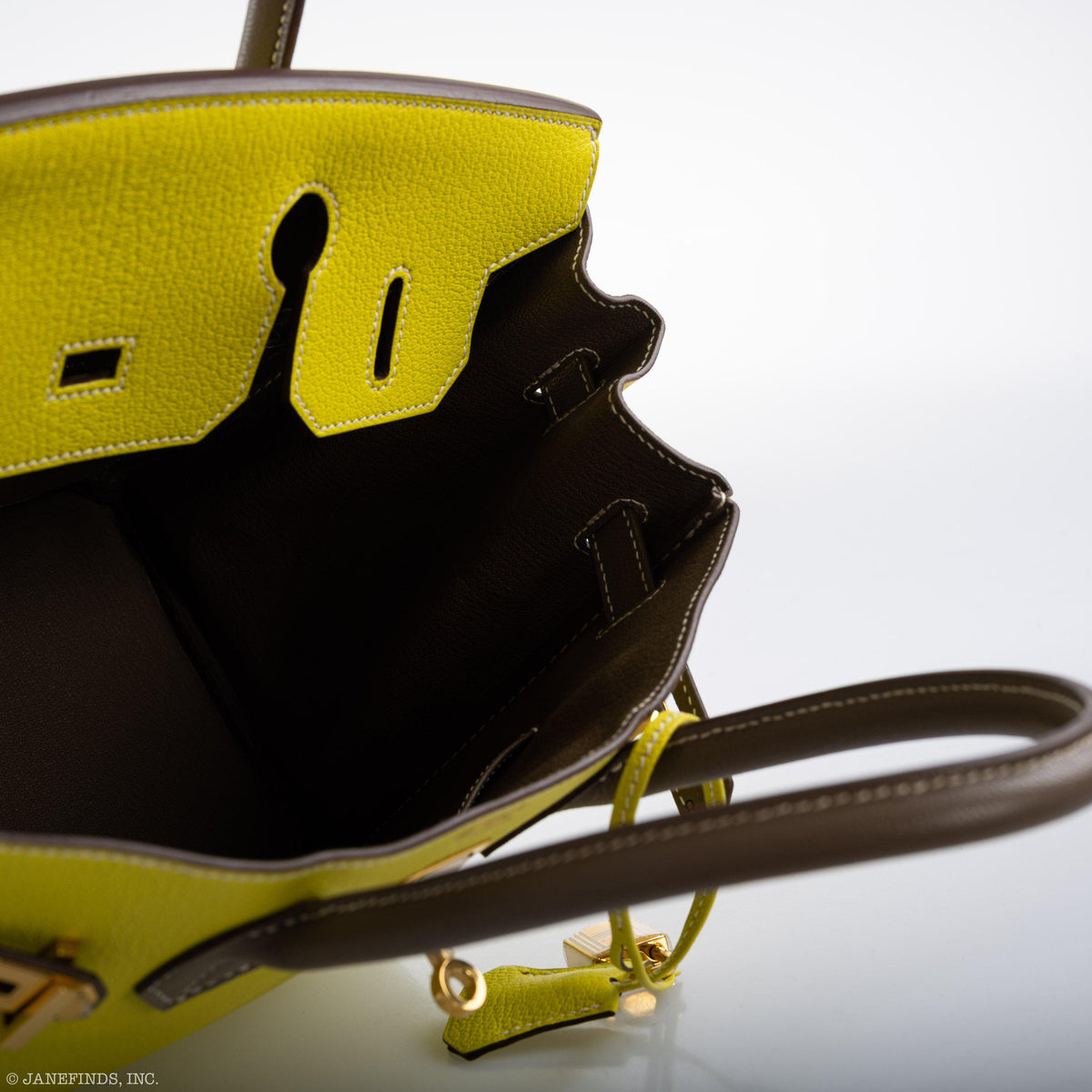 Hermes HSS Birkin 30 Lime & Etoupe Chevre with Gold Hardware