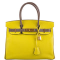 Hermes HSS Birkin 30 Lime & Etoupe Chevre with Gold Hardware