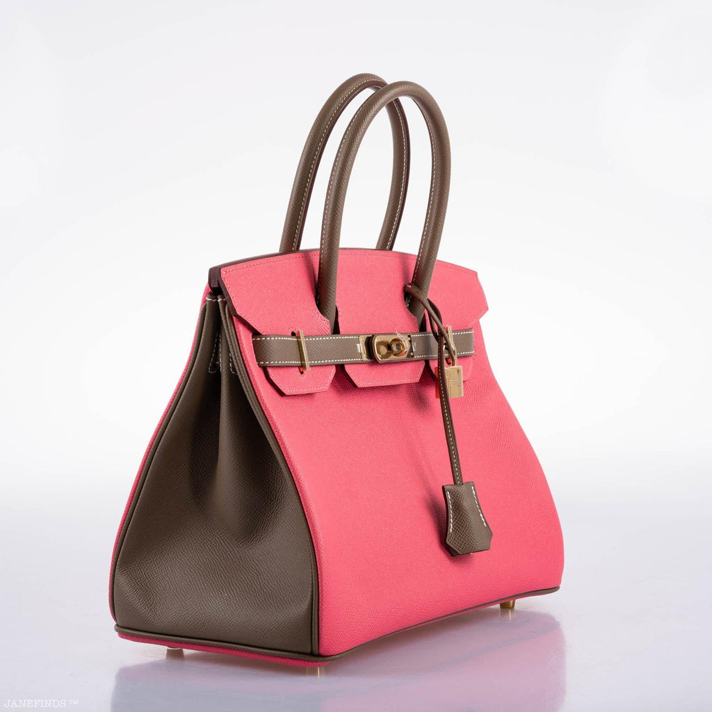 Hermes HSS Birkin 30 Rose Azalee & Etoupe Epsom with Permabrass Hardware
