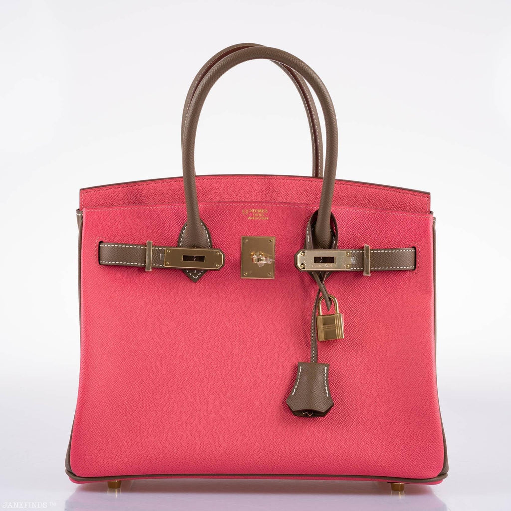 Hermes HSS Birkin 30 Rose Azalee & Etoupe Epsom with Permabrass Hardware