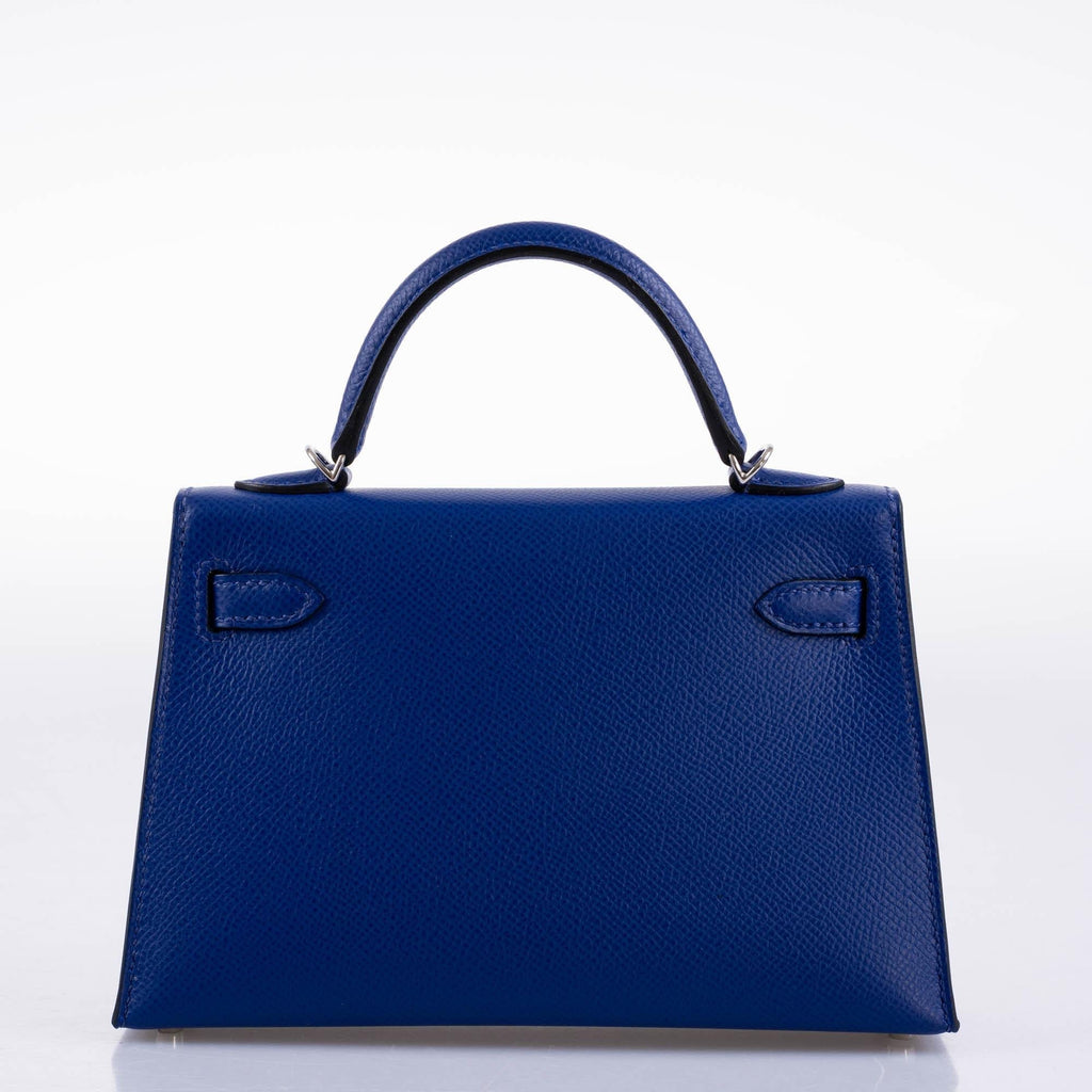 Hermes HSS Kelly 20 Mini II Sellier Blue Electric & Black Interior Epsom Palladium