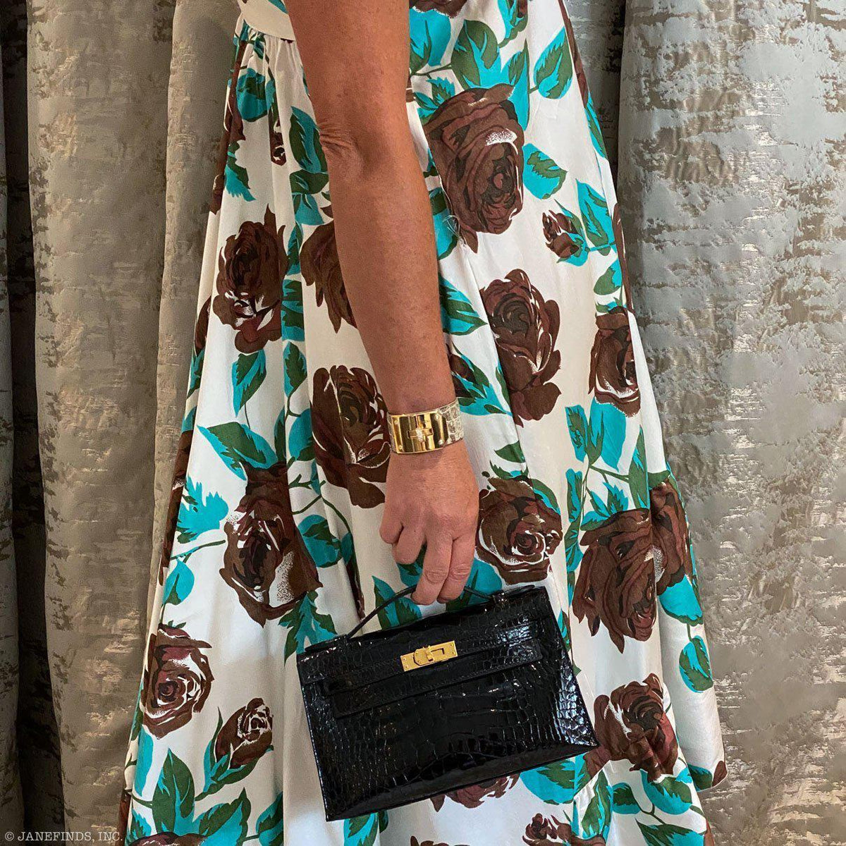 Hermes JPG Kelly Pochette Black Alligator with Gold Hardware