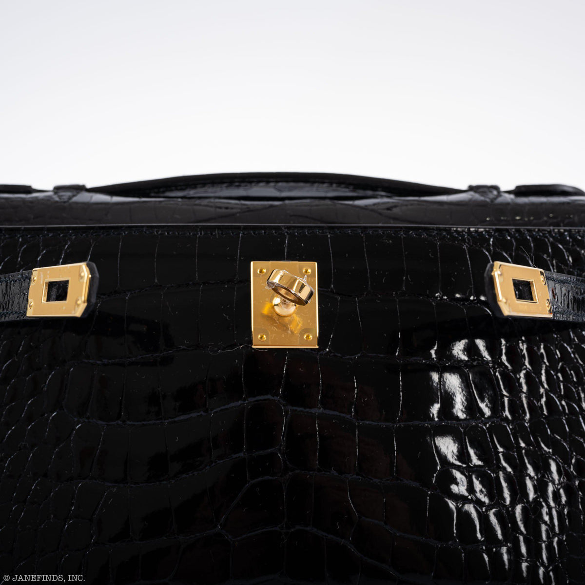 Hermes JPG Kelly Pochette Black Alligator with Gold Hardware