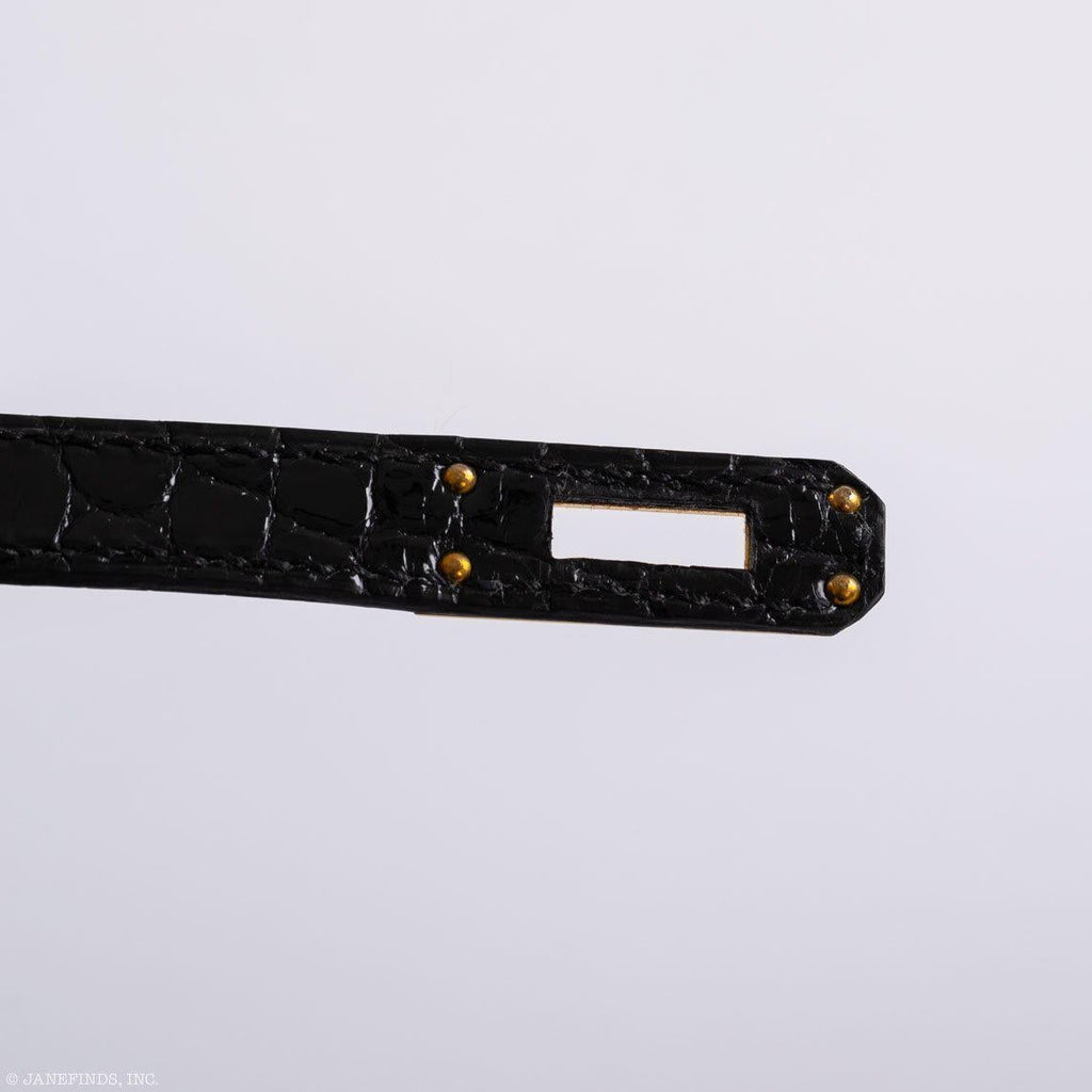 Hermes JPG Kelly Pochette Black Alligator with Gold Hardware