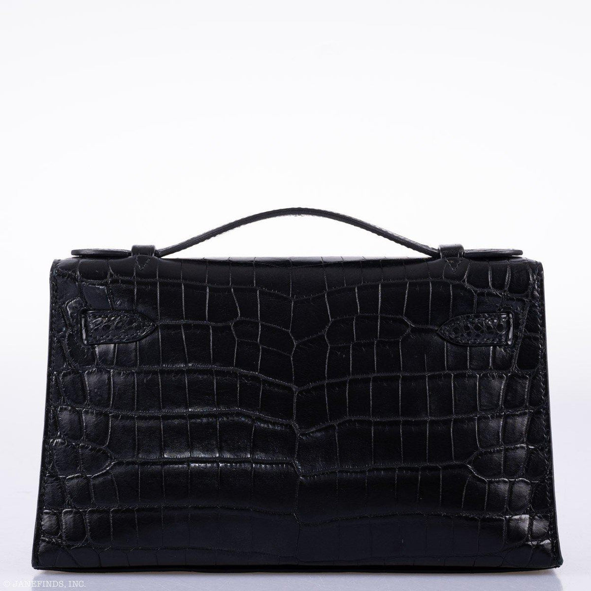 Hermes JPG Kelly Pochette Black Matte Niloticus Crocodile Palladium Hardware